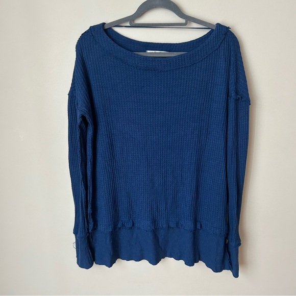 Free People We The Free North Shore Thermal Tunic Blue Sweater Women’s Size XS - Picture 4 of 8